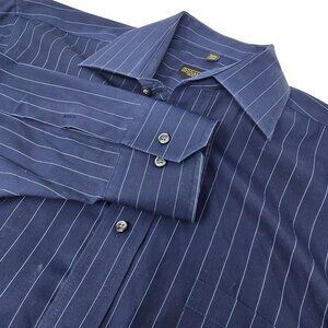 Donald‎ J Trump Signature Collection Shirt 16-34/35 Long Sleeve Blue Striped